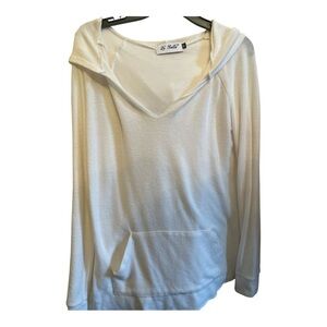 Women’s Lu Bella White Thin Knit Tunic Hoodie Size Medium